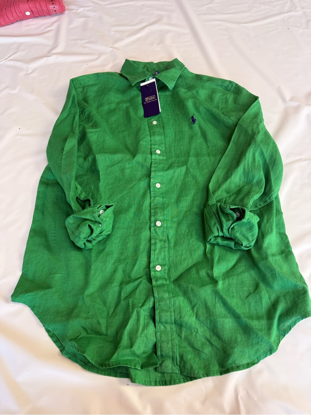 Polo by Ralph Lauren Green Linen Button-Down Shirt